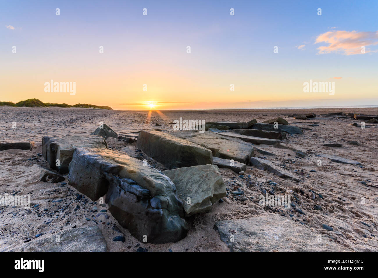Talacre Beach sunset, North Wales, UK Stock Photo