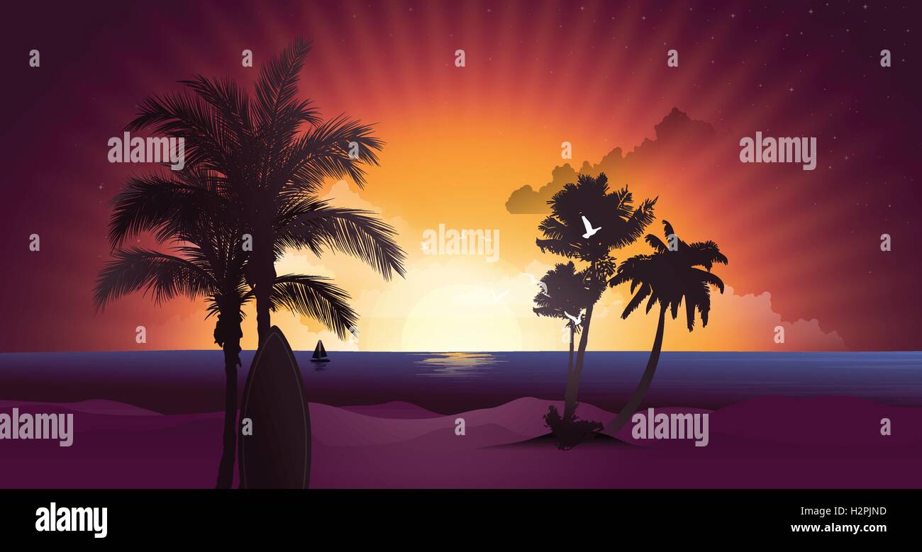 Table at sunset Stock Vector Images - Alamy
