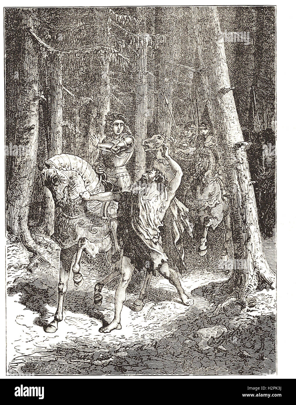 CHARLES VI. IN THE FOREST OF LE MANS. - from 'Cassell's Illustrated Universal History' - 1882 Stock Photo