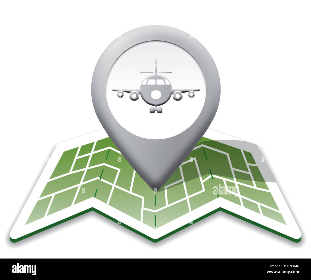 Airport Map Representing Landing Strip And Airfield Stock Photo