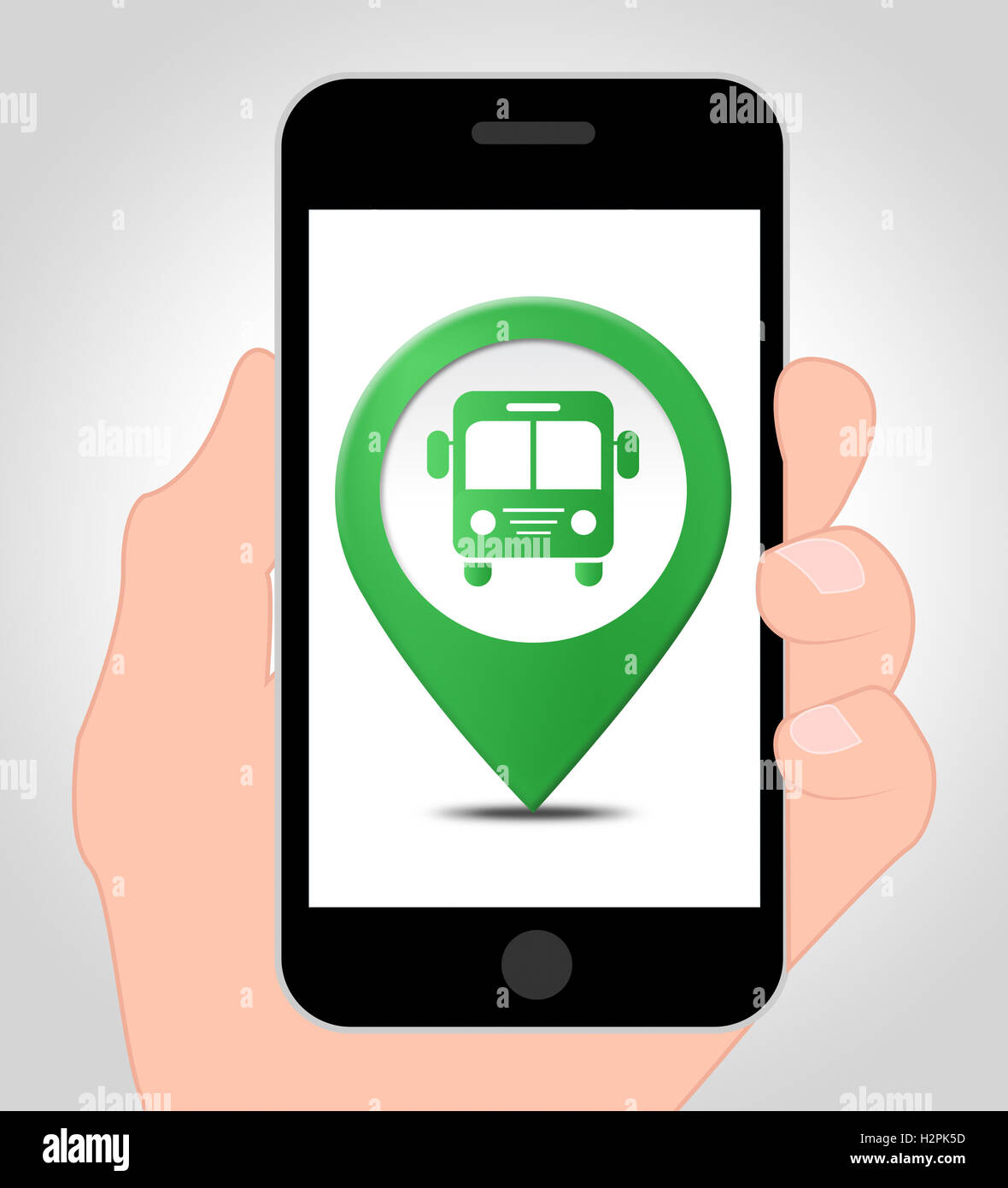 Bus Location Online Indicating Mobile Phone Transport 3d Illustration ...