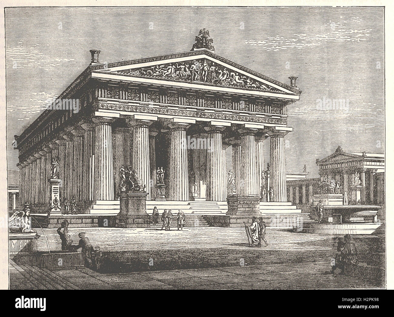 TEMPLE AT PÆSTUM RESTORED. - from 'Cassell's Illustrated Universal History' - 1882 Stock Photo