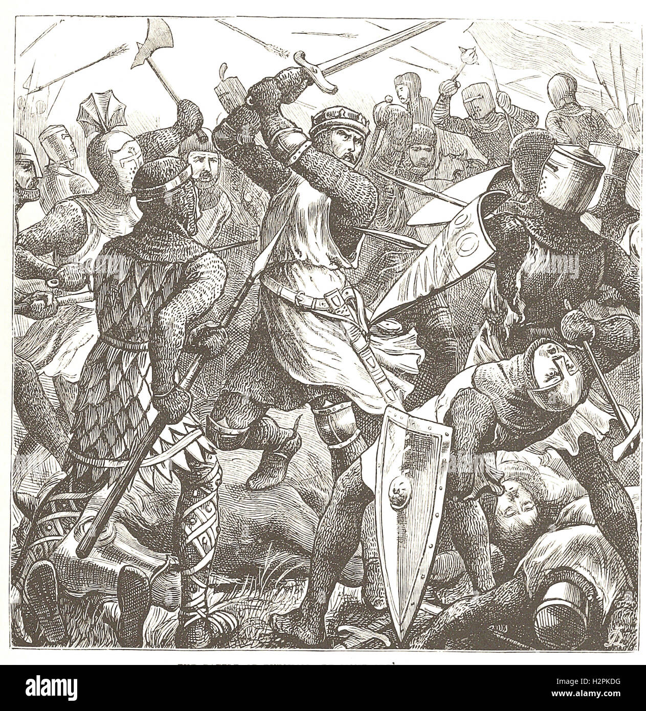 THE BATTLE OF EVESHAM : DE MONTFORT’s LAST STAND - from 'Cassell's Illustrated Universal History' - 1882 Stock Photo