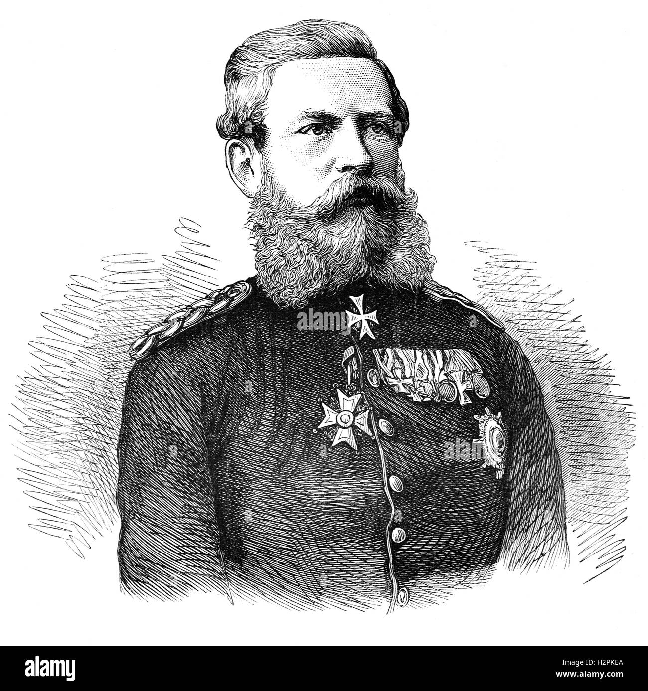 Frederick III, Crown Prince Friedrich Wilhelm Nikolaus Karl, of Prussia (1831 – 1888) was German Emperor and King of Prussia following the death of his father Wilhelm. His reign lasted  ninety-nine days until his death in 1888 - which became known as the Year of the Three Emperors. Stock Photo