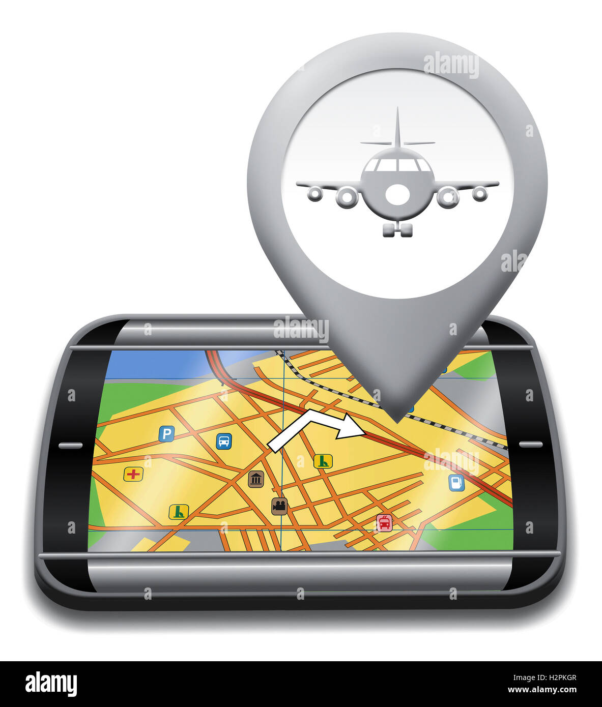 Airport Gps Device Shows Landing Strip Map 3d Illustration Stock Photo