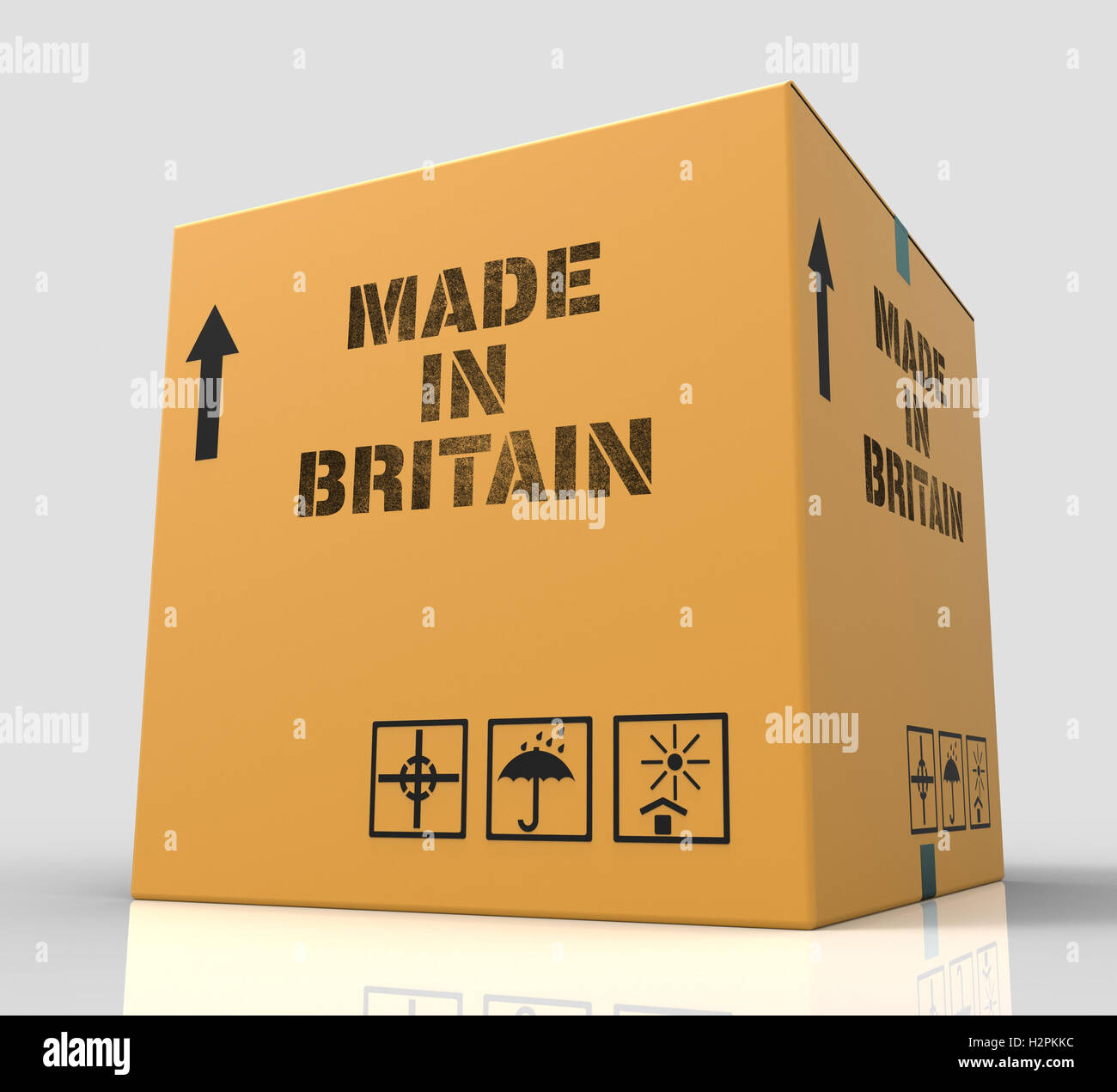 Made In Britain Product Box Represents UK Production 3d Rendering Stock