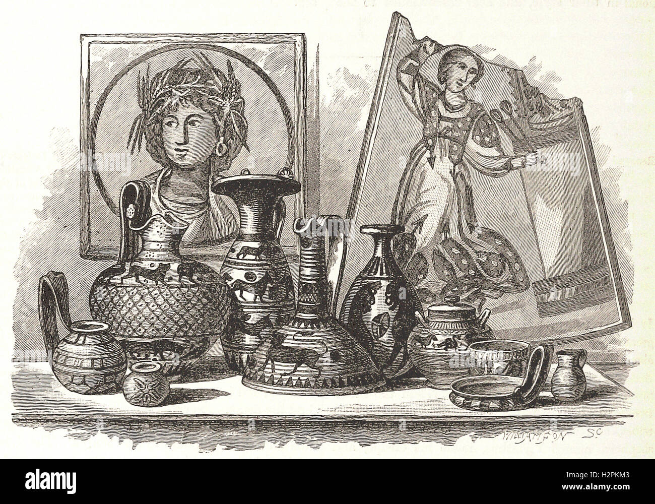 SPECIMENS OF CARTHAGINIAN ART - from 'Cassell's Illustrated Universal History' - 1882 Stock Photo