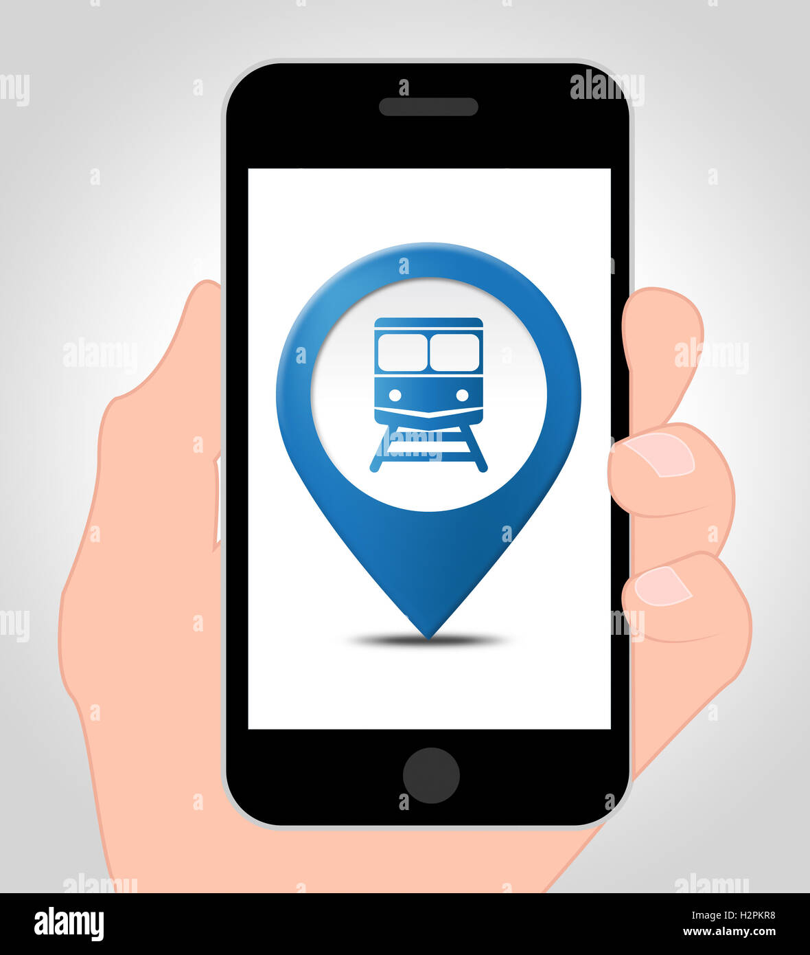 Train Location Online Showing Mobile Phone Map 3d Illustration Stock