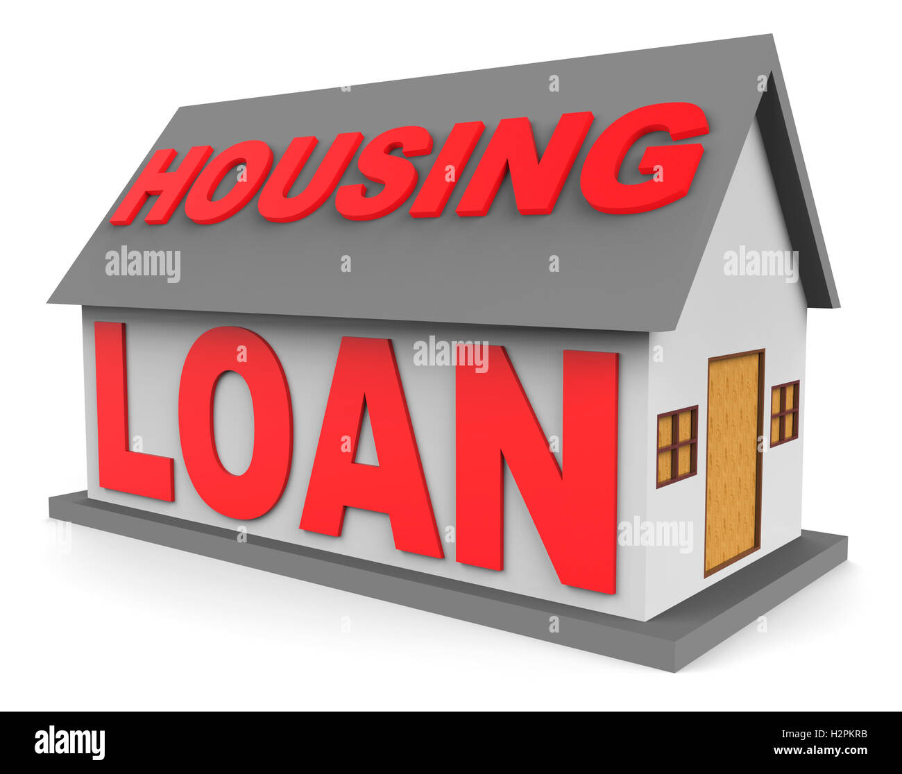 Housing Loan Word On House Represents Real Estate Mortgage 3d Rendering