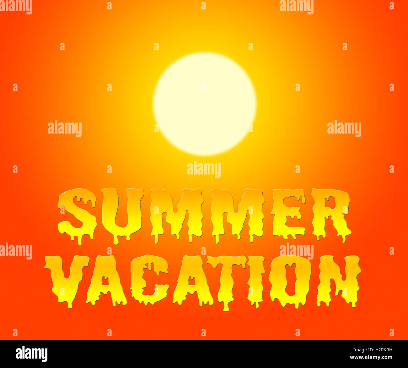 Summer Vacation Word With Sun Represents Time Off And Getaway Stock Photo
