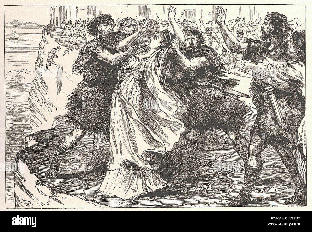 THE REVOLTED SLAVES AT ENNA. - from 'Cassell's Illustrated Universal History' - 1882 Stock Photo