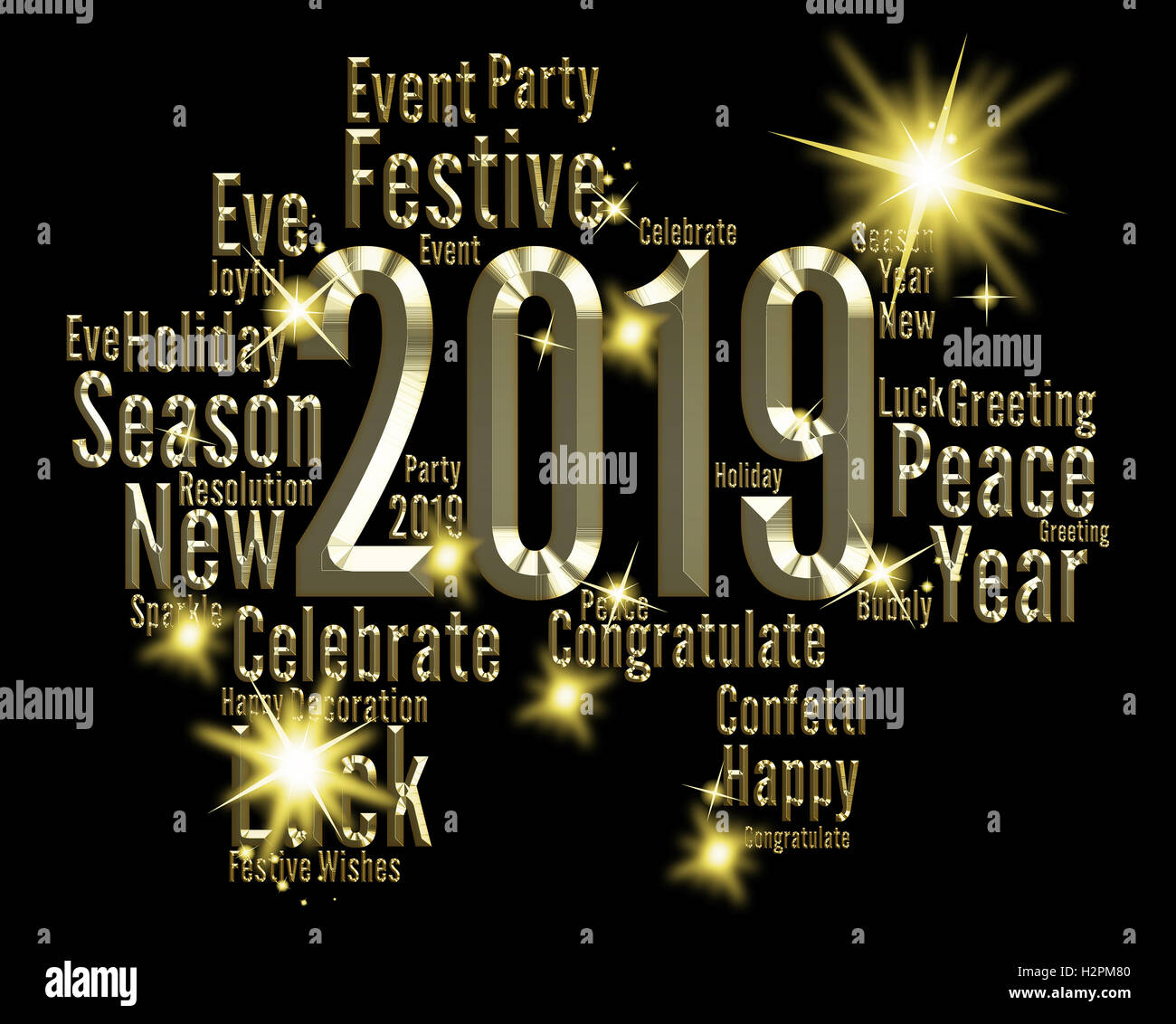 Twenty Nineteen Numbers Show 2019 New Year Party Stock Photo