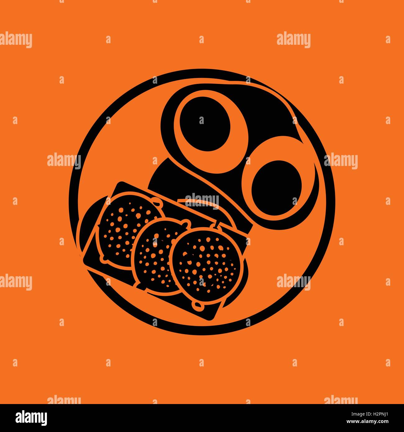 Omlet and sandwich icon. Orange background with black. Vector ...