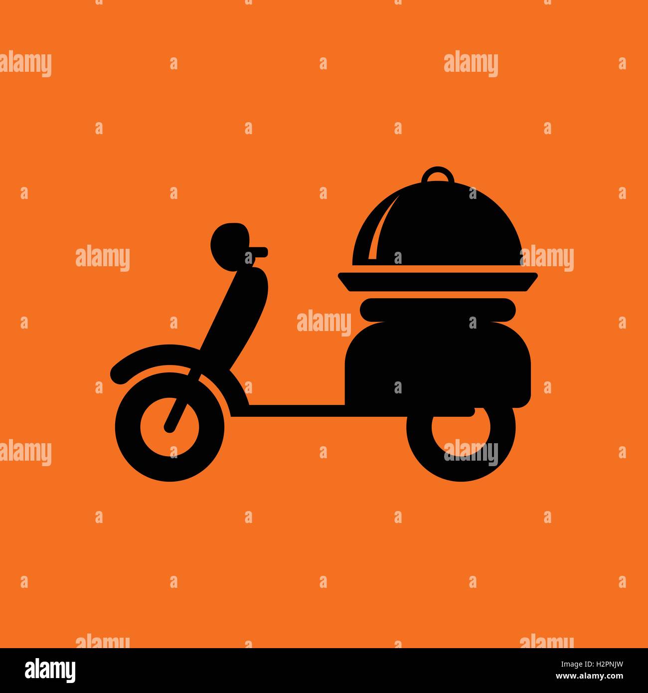 Delivering motorcycle icon. Orange background with black. Vector ...