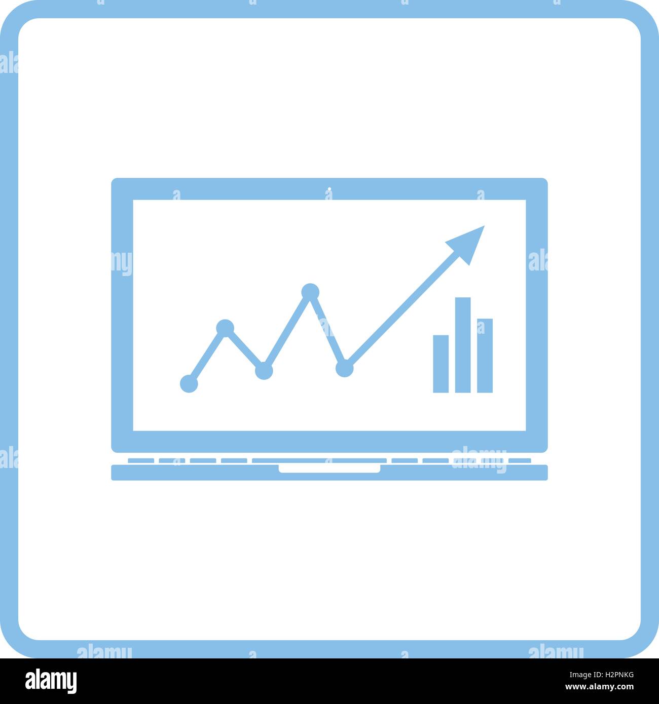 Laptop with chart icon. Blue frame design. Vector illustration Stock ...