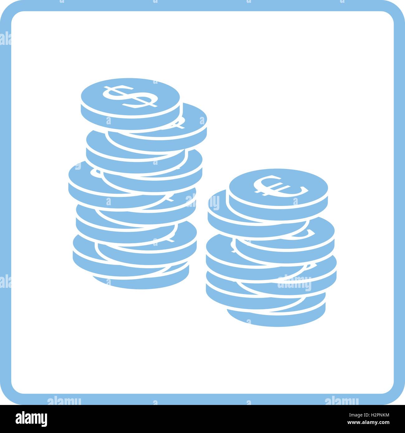 Stack of coins icon. Blue frame design. Vector illustration Stock ...