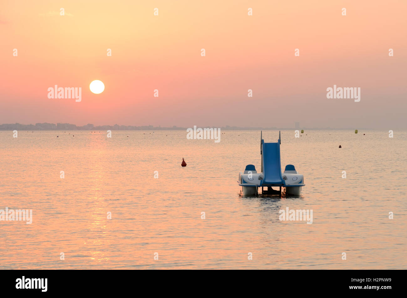 boat in the sea of rimini, italy,in summer Stock Photo