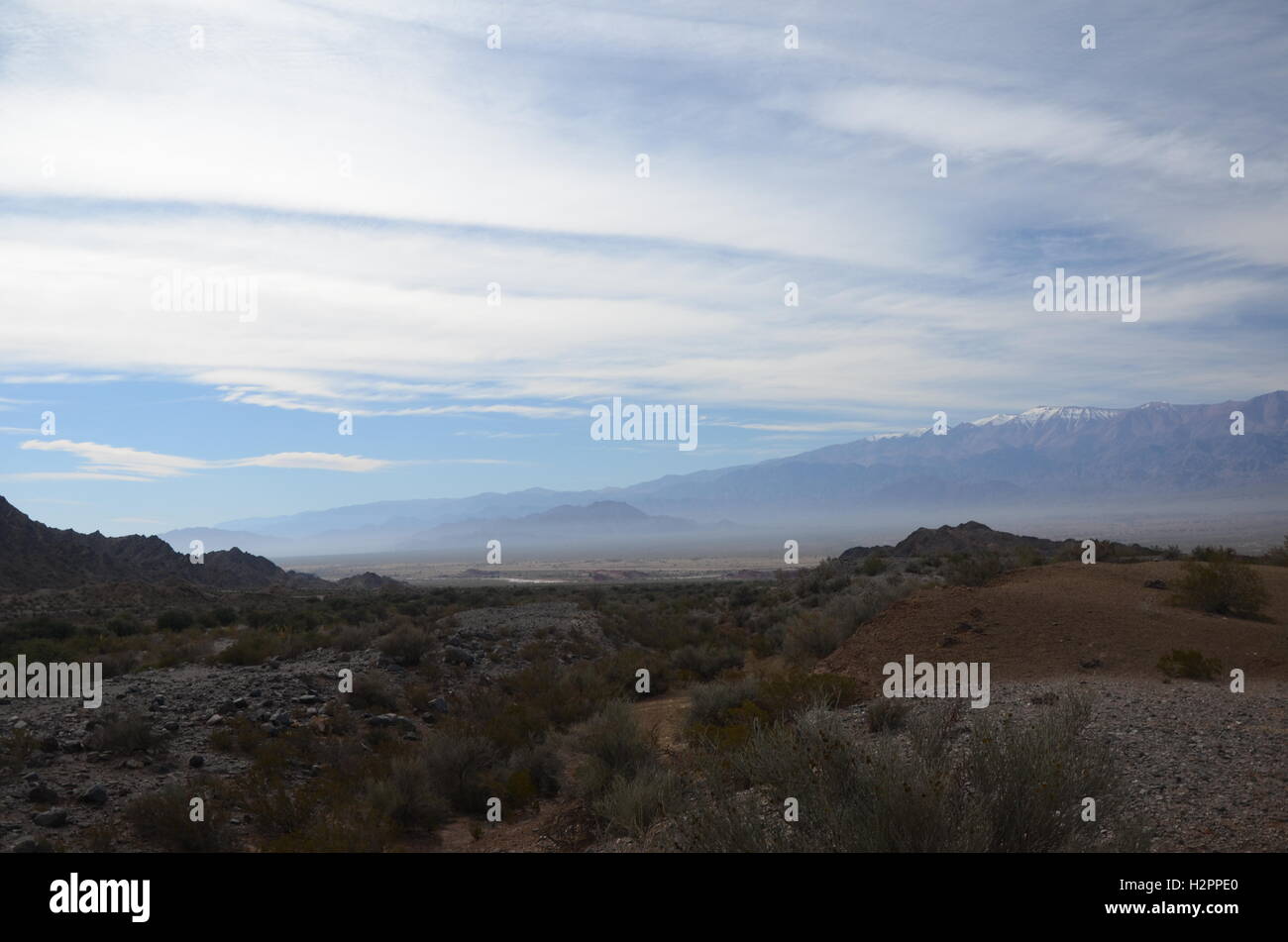 Foggy mountains in Argentina desert Stock Photo