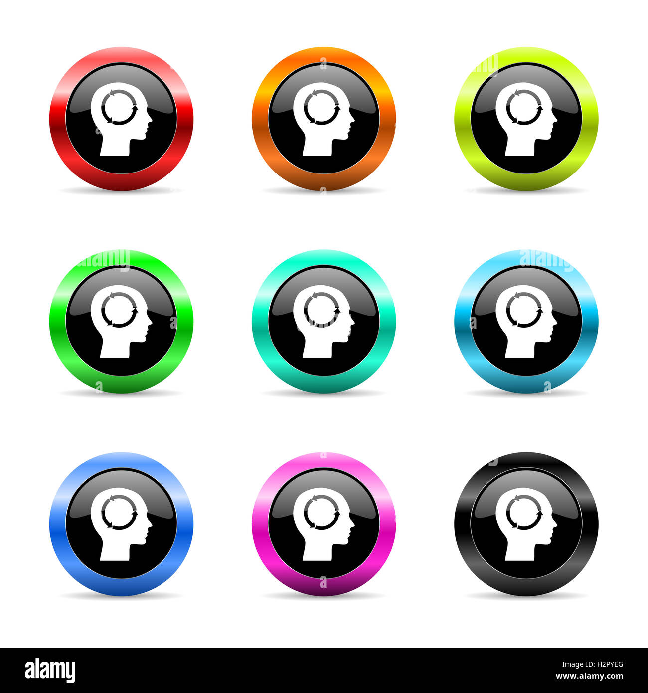 head web icons set Stock Photo