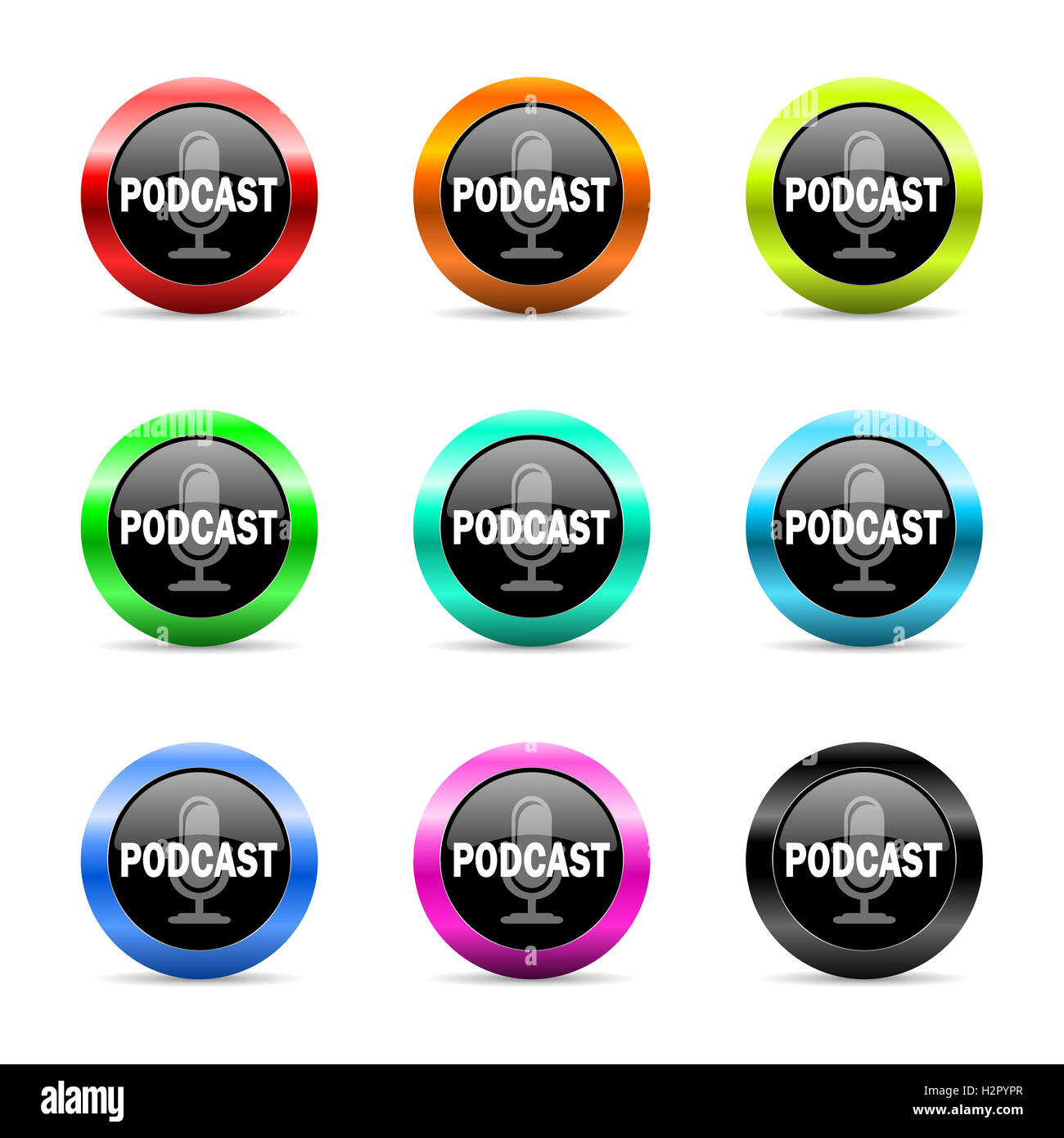 podcast web icons set Stock Photo