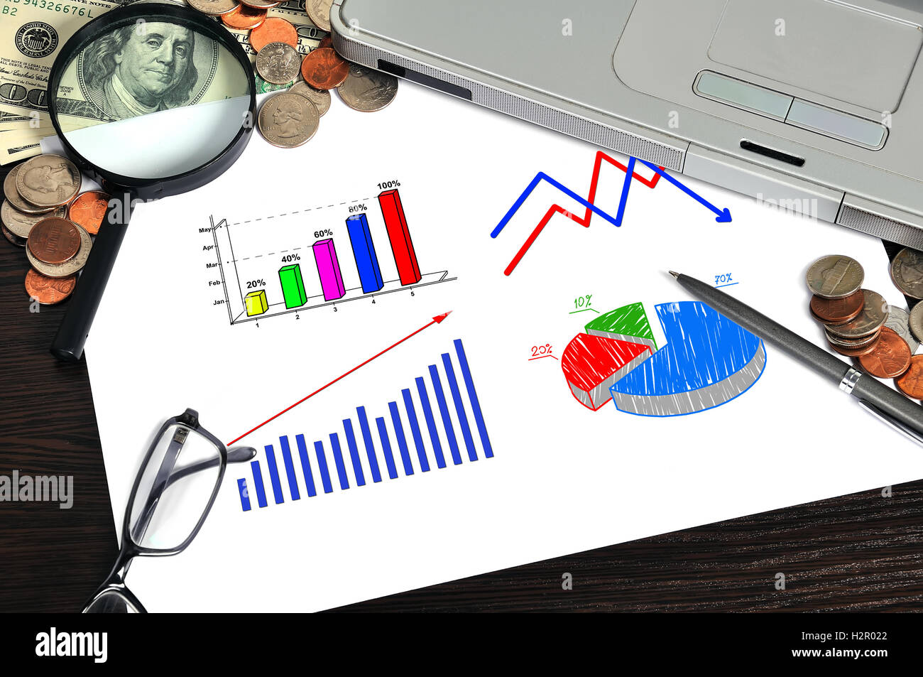 business chart on paper Stock Photo Alamy