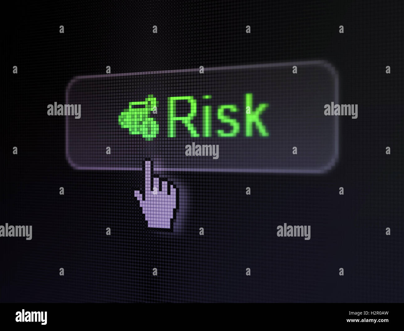 Business concept: Risk and Calculator on digital button background ...