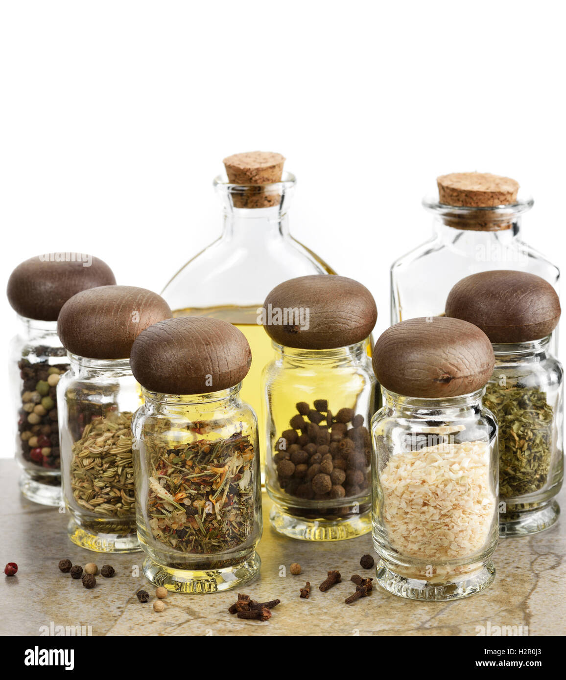 Spices Cooking Oil And Vinegar Stock Photo Alamy