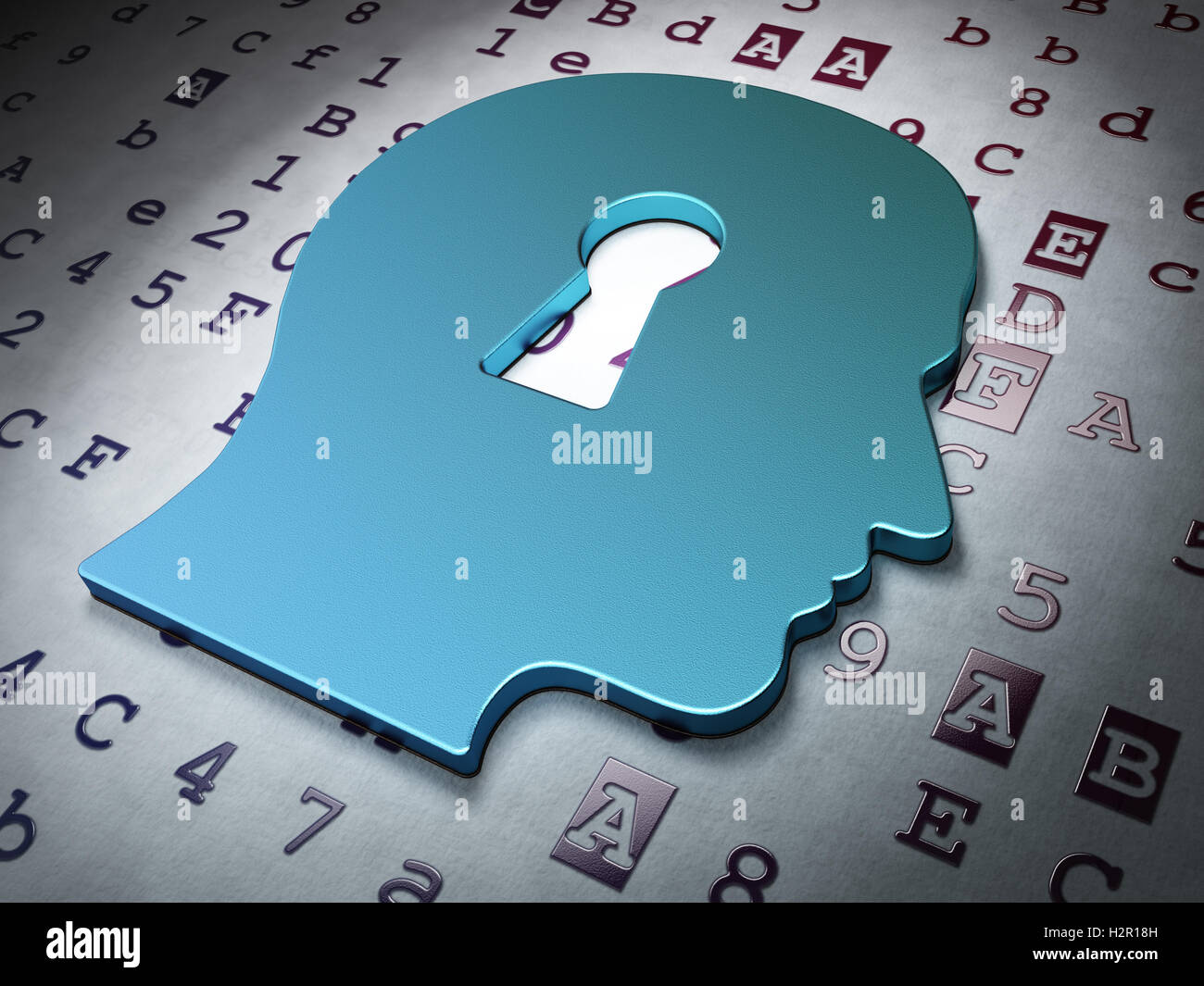 Data concept: Head With Keyhole on Hexadecimal Code background Stock ...