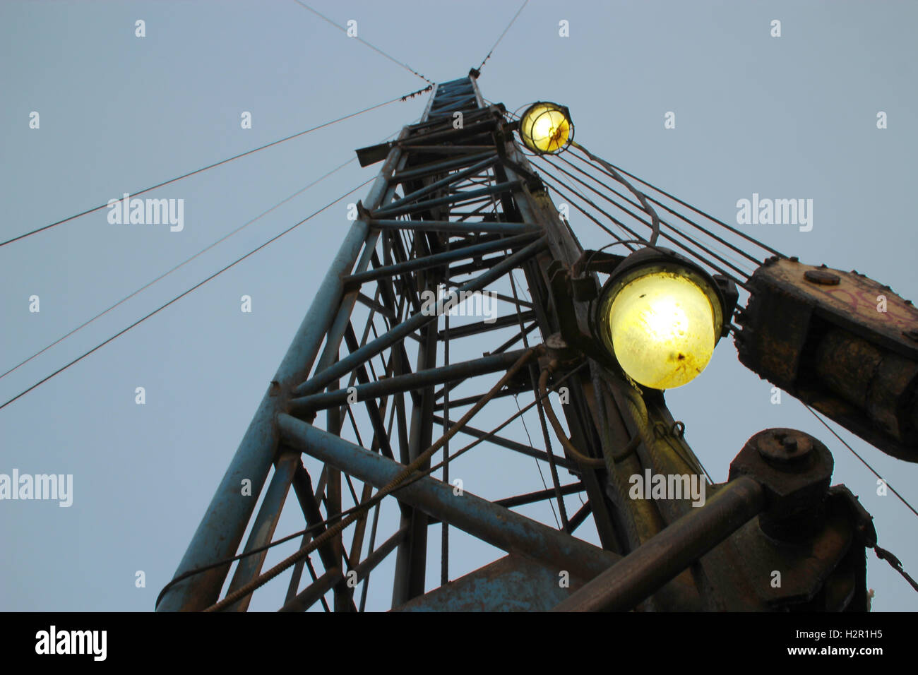 Boom hoist against the evening sky Stock Photo Alamy