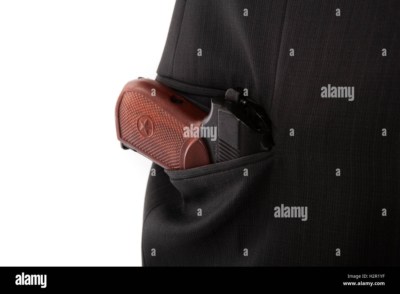 Makarov pistol in the pocket of a person Stock Photo