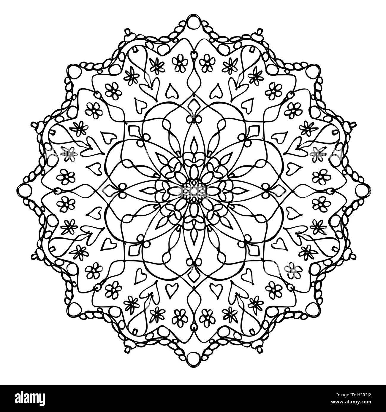 Mandala art isolated icon Black and White Stock Photos & Images - Alamy