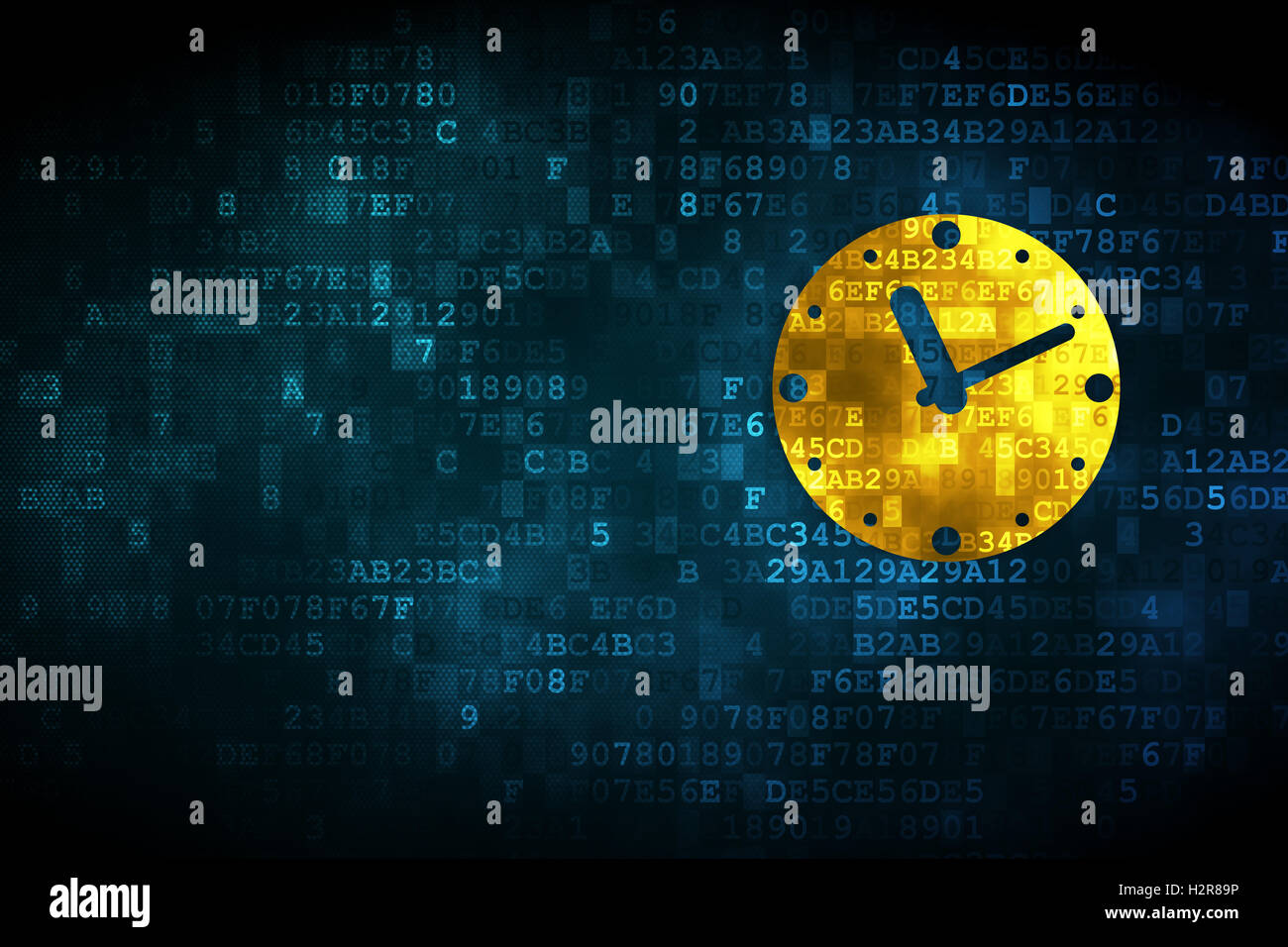 Timeline concept Clock on digital background Stock Photo Alamy