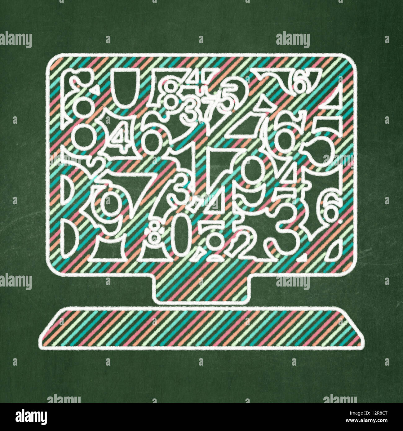 Education concept Computer Pc on chalkboard background Stock Photo Alamy