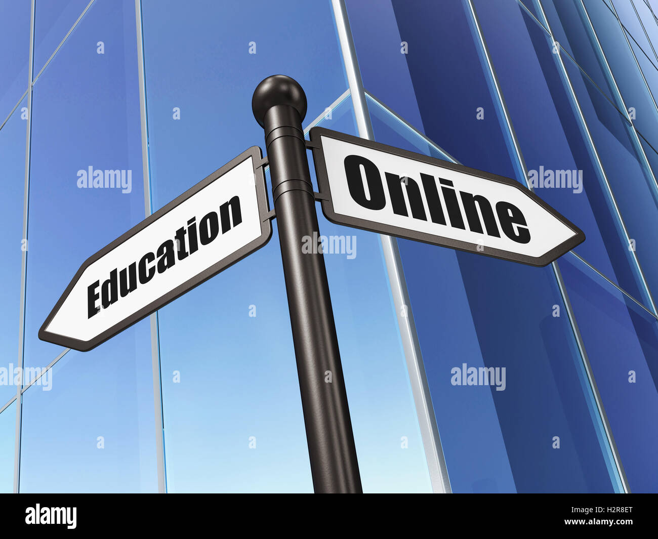Education concept: sign Online Education on Building background Stock ...