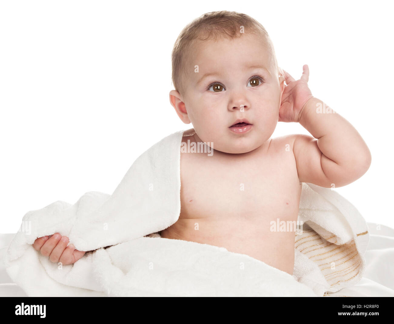Little baby in bath towel Stock Photo Alamy