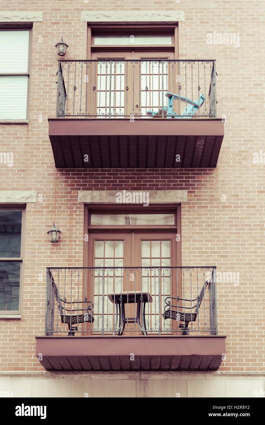 Small balconies on apartments in Hoboken, New Jersey Stock Photo Alamy