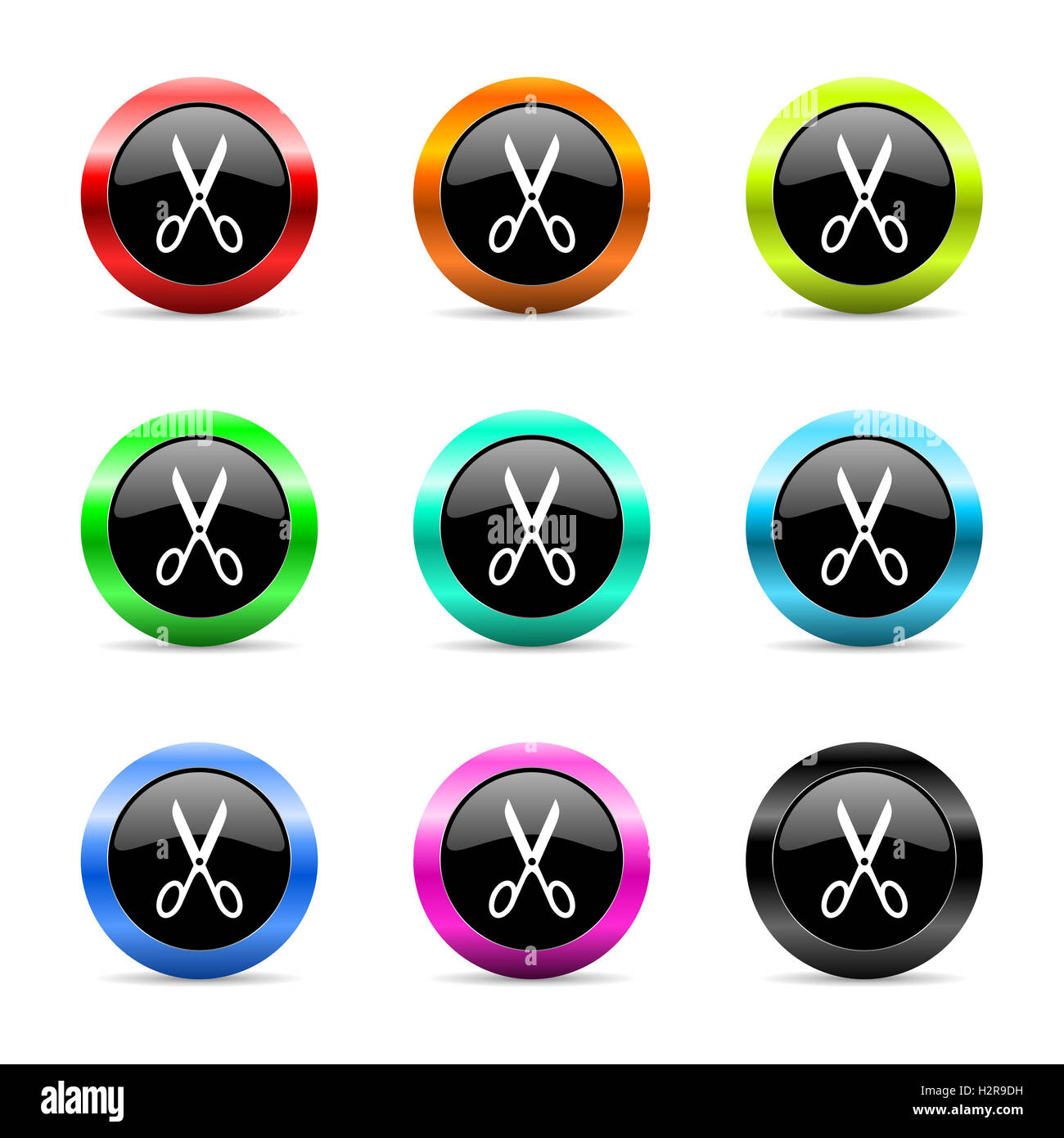 Scissors comb set icons hi-res stock photography and images - Alamy