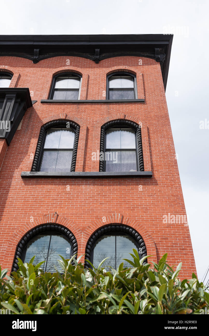 The exterior of a brick apartment building in Hoboken, New Jersey Stock Photo Alamy