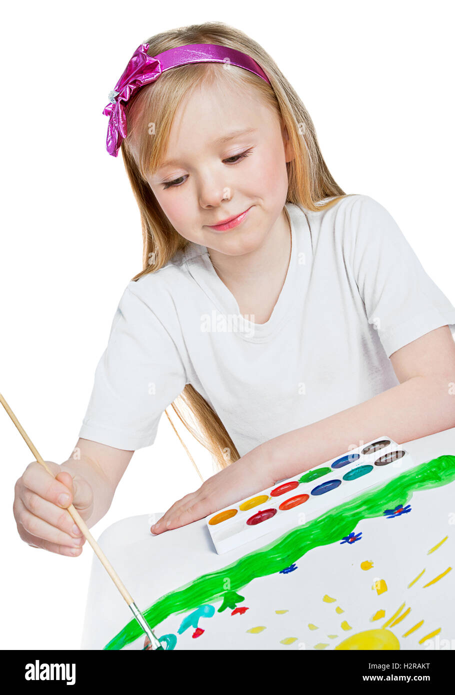 girl painting a picture Stock Photo Alamy