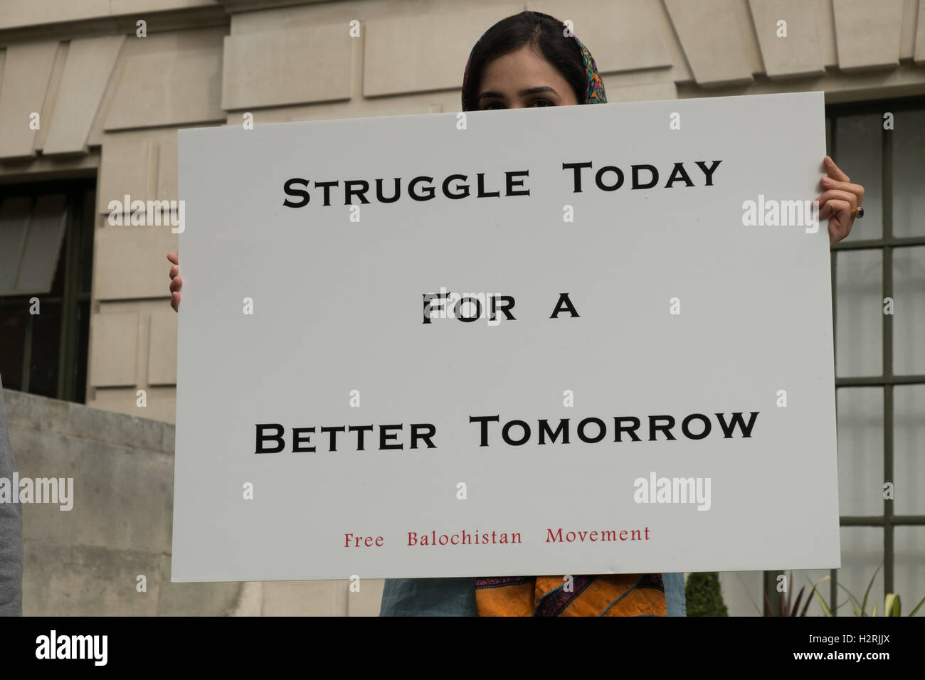 London, UK. 1st October 2016. The Free Baloch Movement stage a protest opposite the Chinese Embarry in London accusing the government of human rights abuse and stealing the regions resources.  Credit:  claire doherty/Alamy Live News Stock Photo