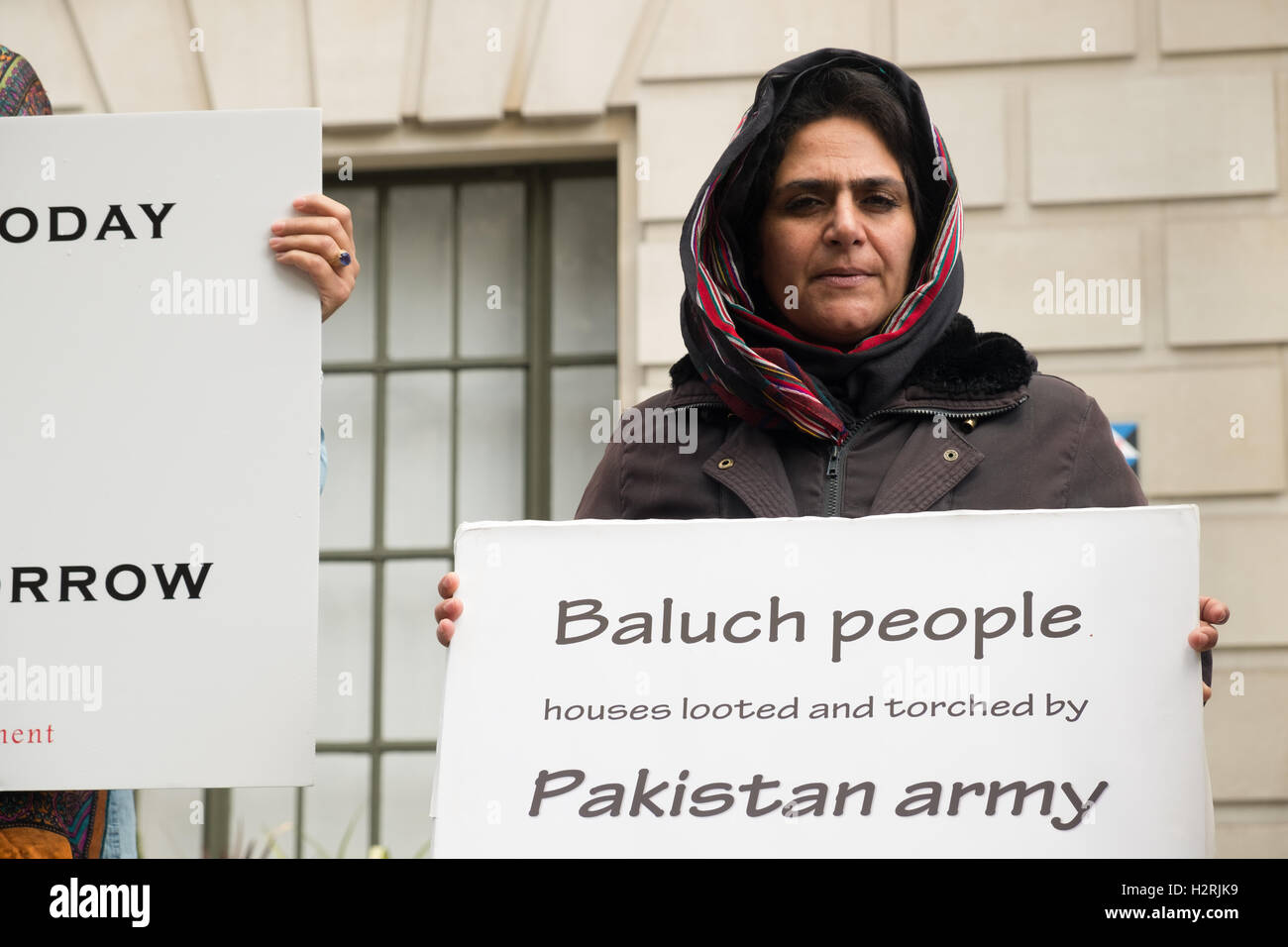 London, UK. 1st October 2016. The Free Baloch Movement stage a protest opposite the Chinese Embarry in London accusing the government of human rights abuse and stealing the regions resources.  Credit:  claire doherty/Alamy Live News Stock Photo
