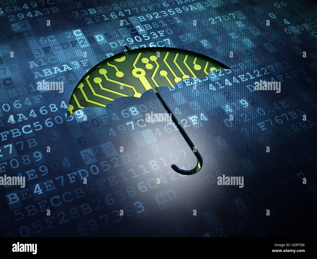 Protection concept: Umbrella on digital screen background Stock Photo ...