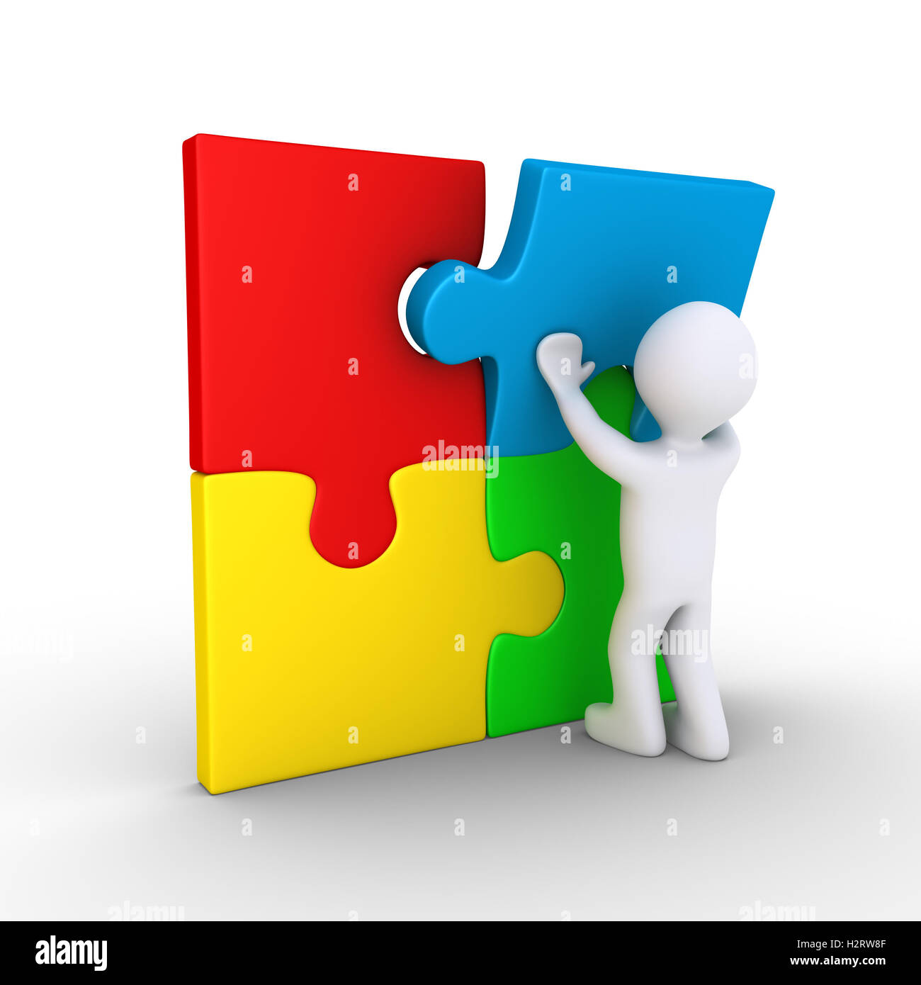 Person finishing puzzle Stock Photo Alamy