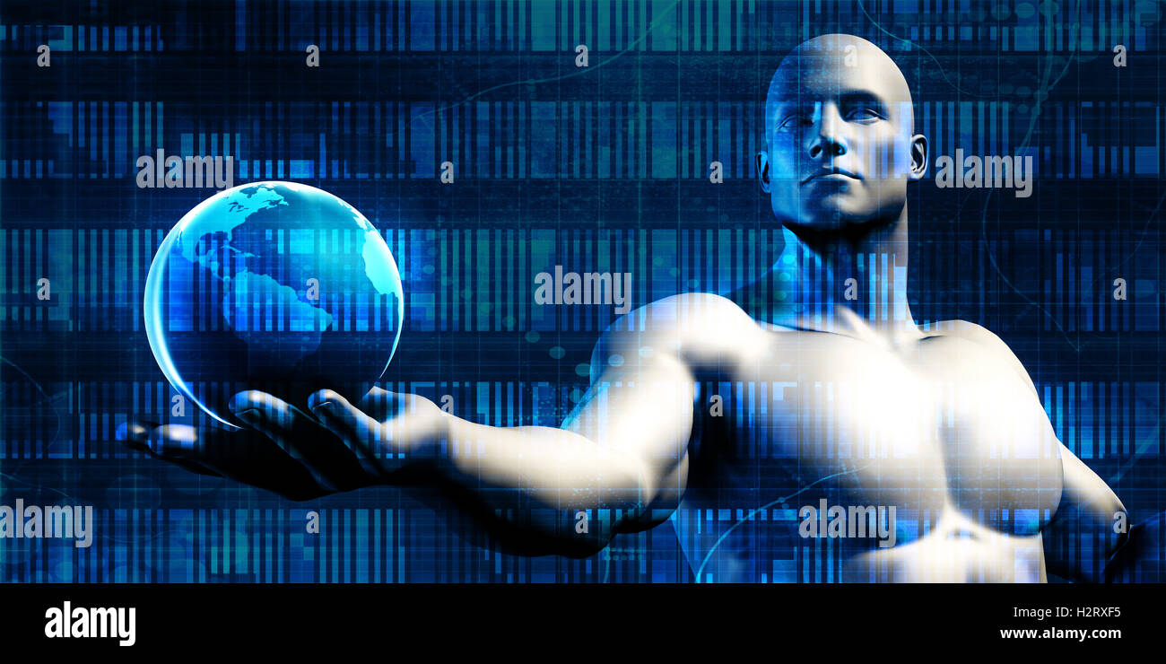 Businessman Holding the World in His Hands Illustration Stock Photo - Alamy