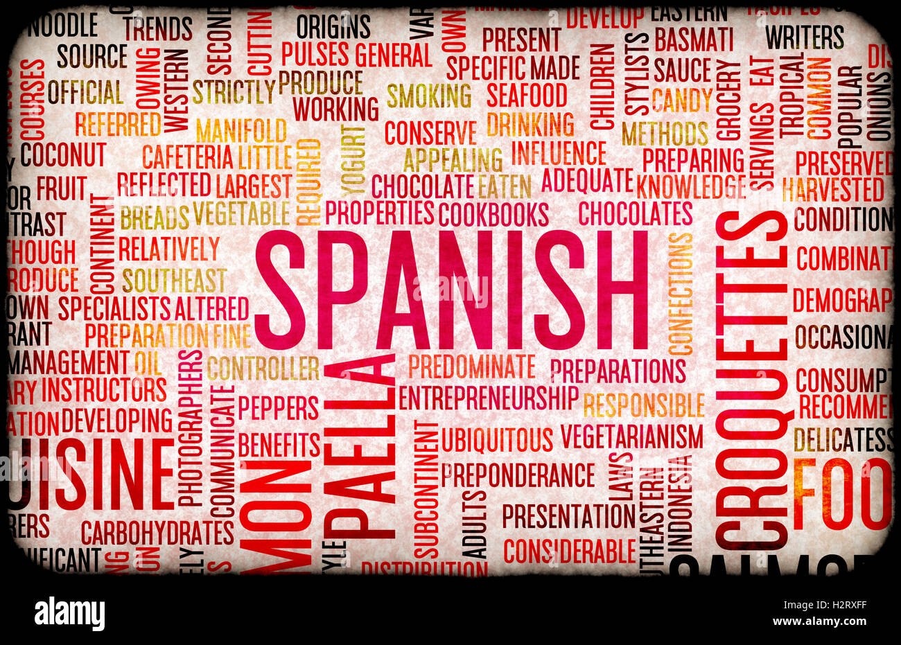Spanish Food and Cuisine Menu Background with Local Dishes Stock Photo