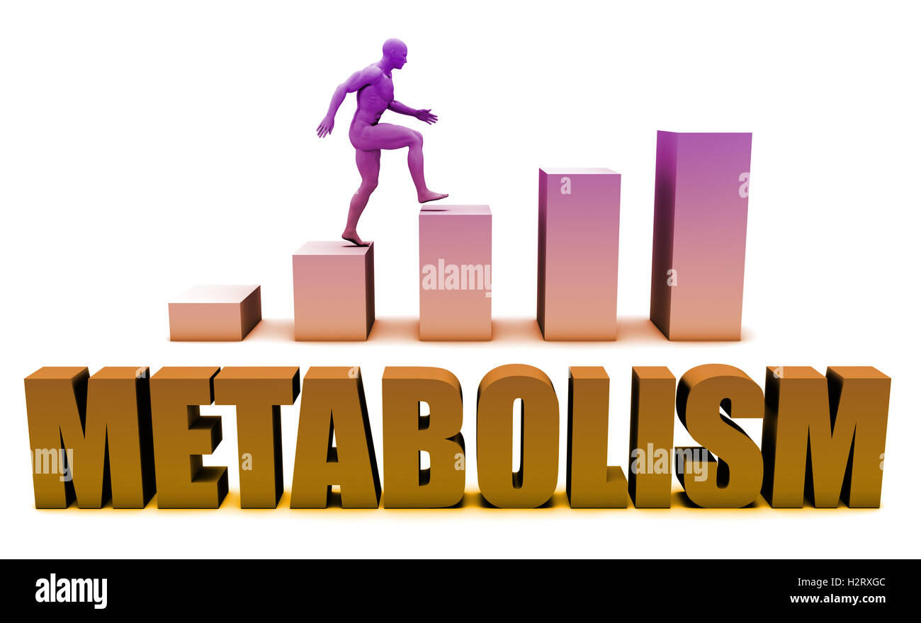Metabolism 3D Concept  in Blue with Bar Chart Graph Stock Photo