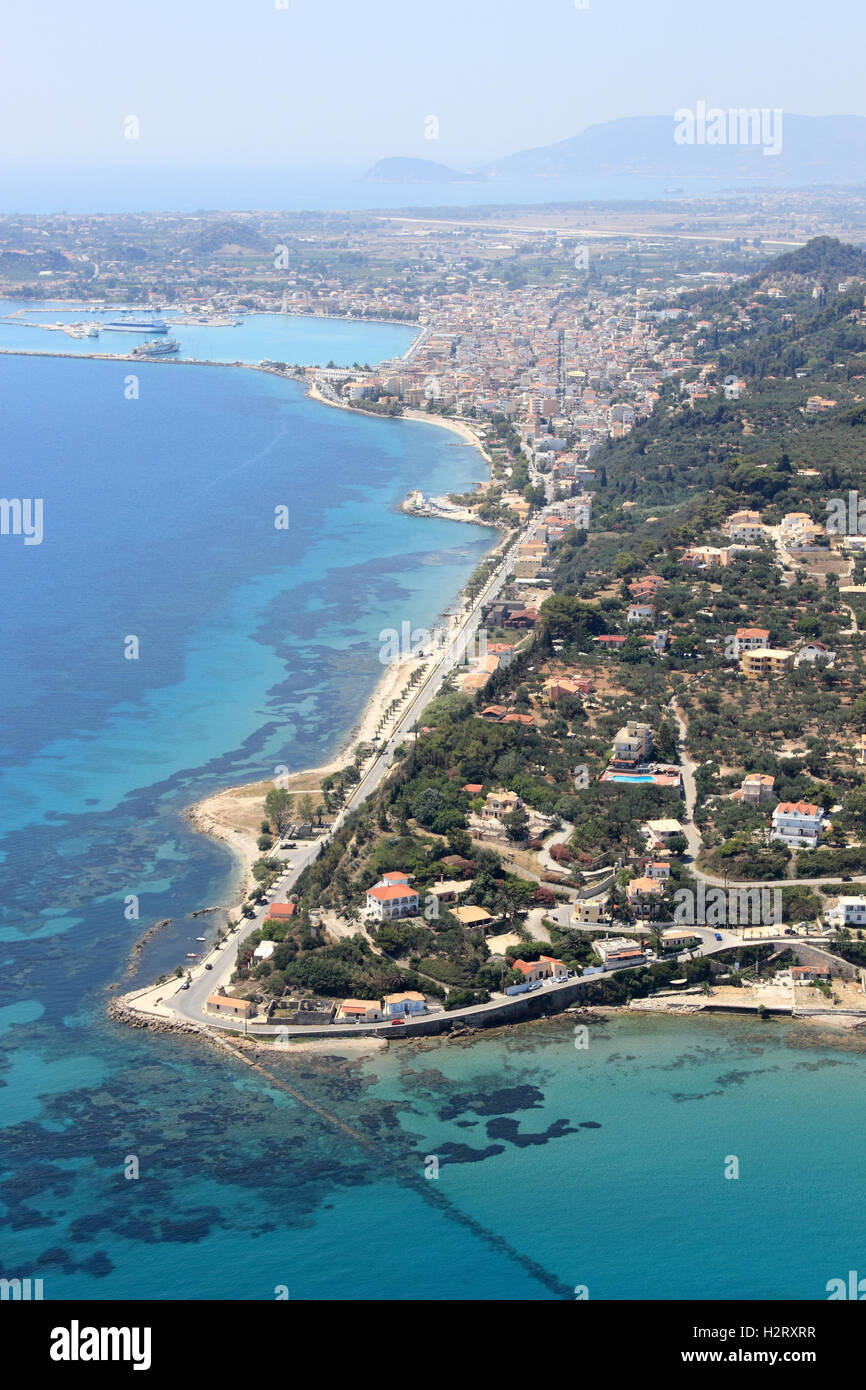 Aerial view on Zakynthos island Greece - Zante town Stock Photo