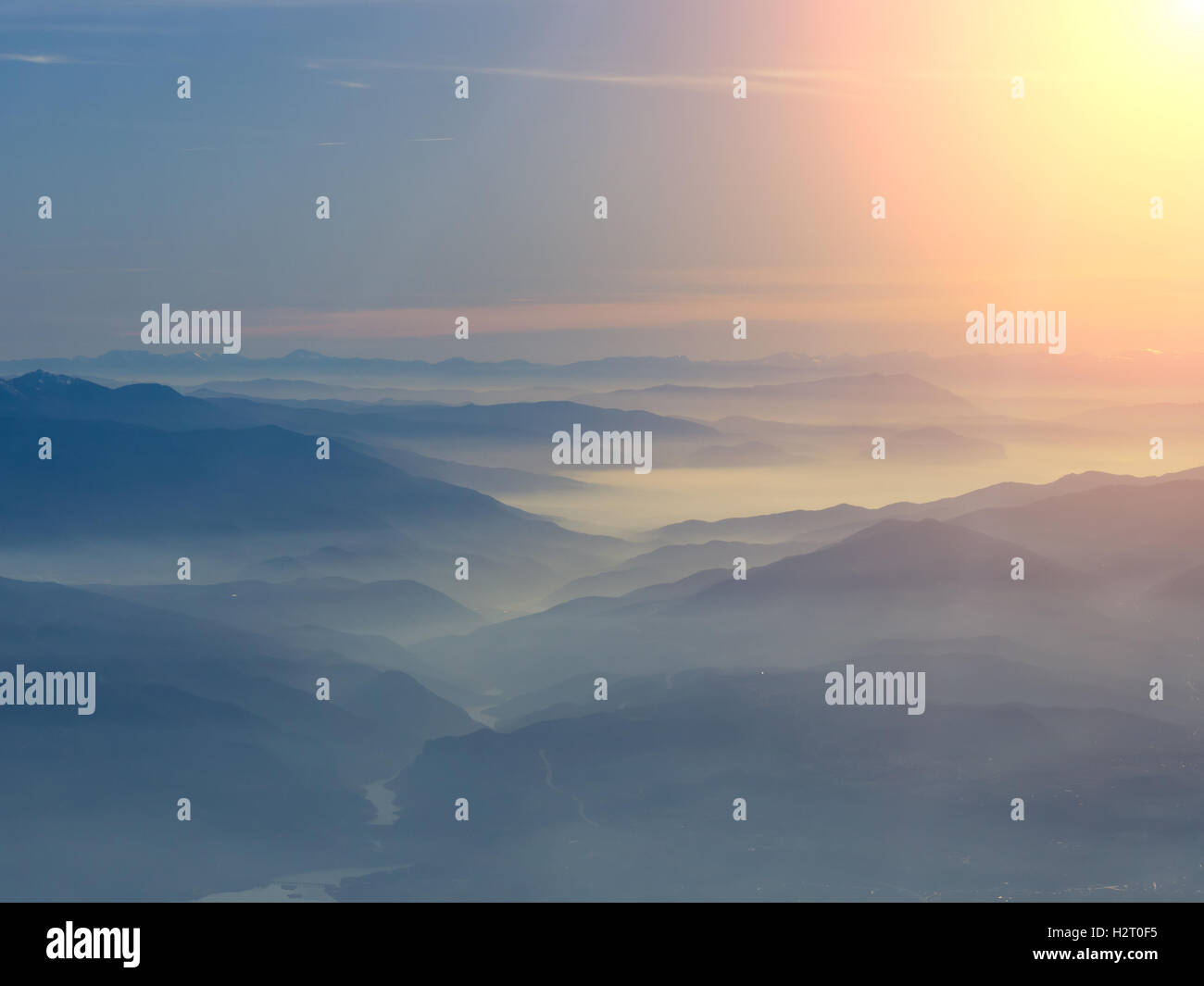 Aerial view on the Olympus mount in Greece Stock Photo - Alamy