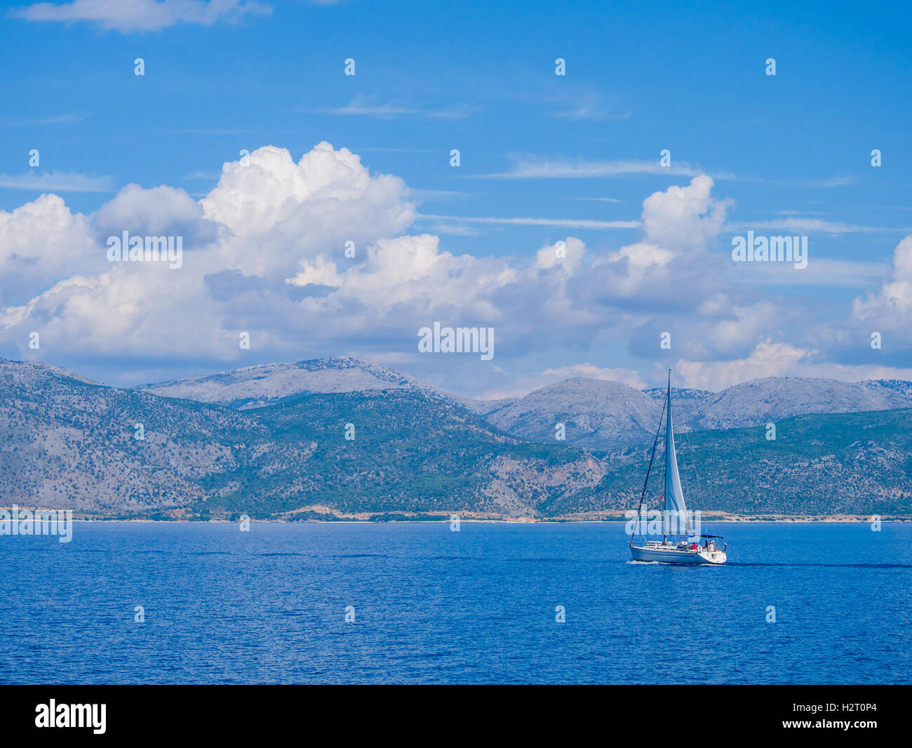Sailing yacht in Lefkada Greece Stock Photo Alamy