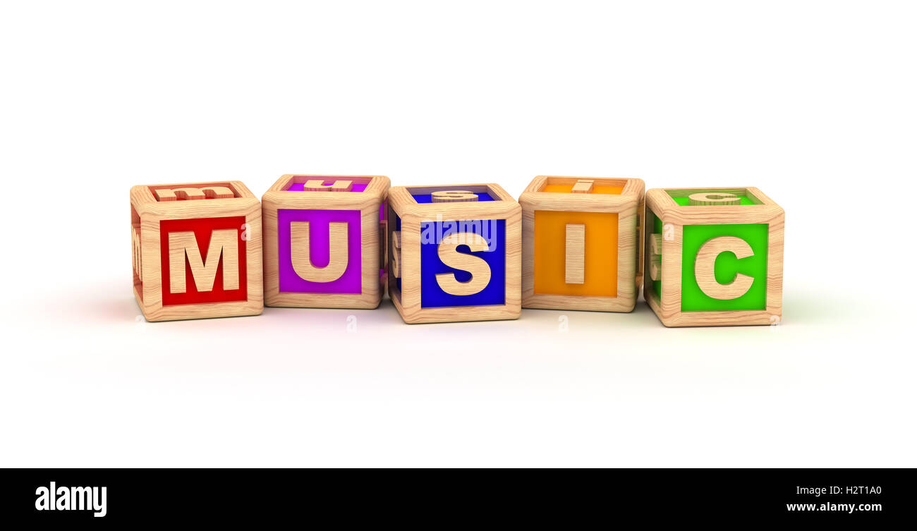 Music Text Cube Stock Photo